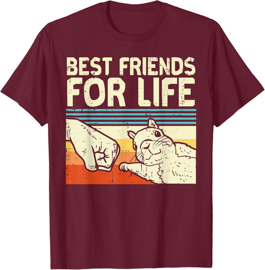 Best Friend for Life Squirrel Fist Bump Retro Men Women Kids T-Shirt - T-Shirt | Maroon