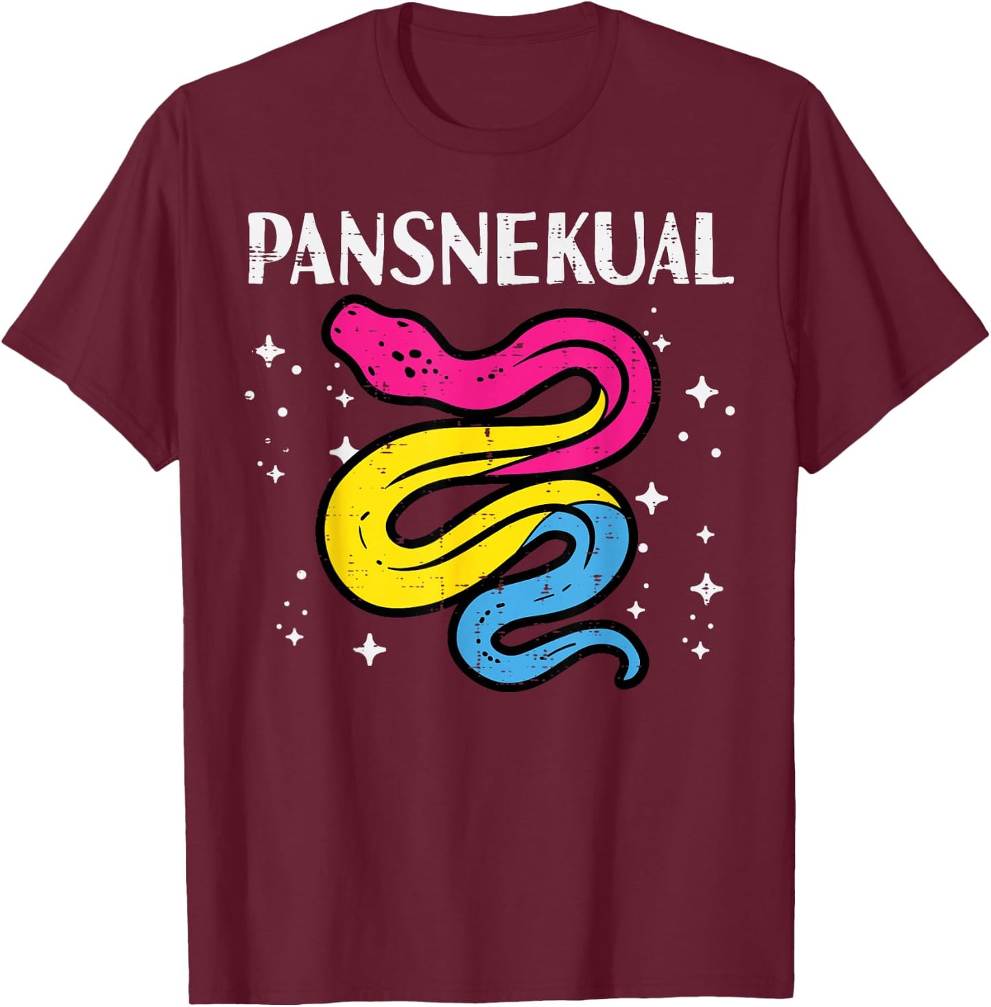 Pansexual Snake Pansnekual Pan Pride Flag Lgbt Men Women Kid T-Shirt - T-Shirt | Maroon