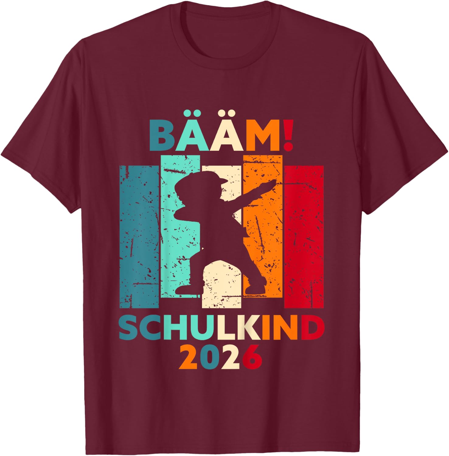 Children's Bääm! Schulkind 2026 First Day of School , black T-Shirt - T-Shirt | Maroon