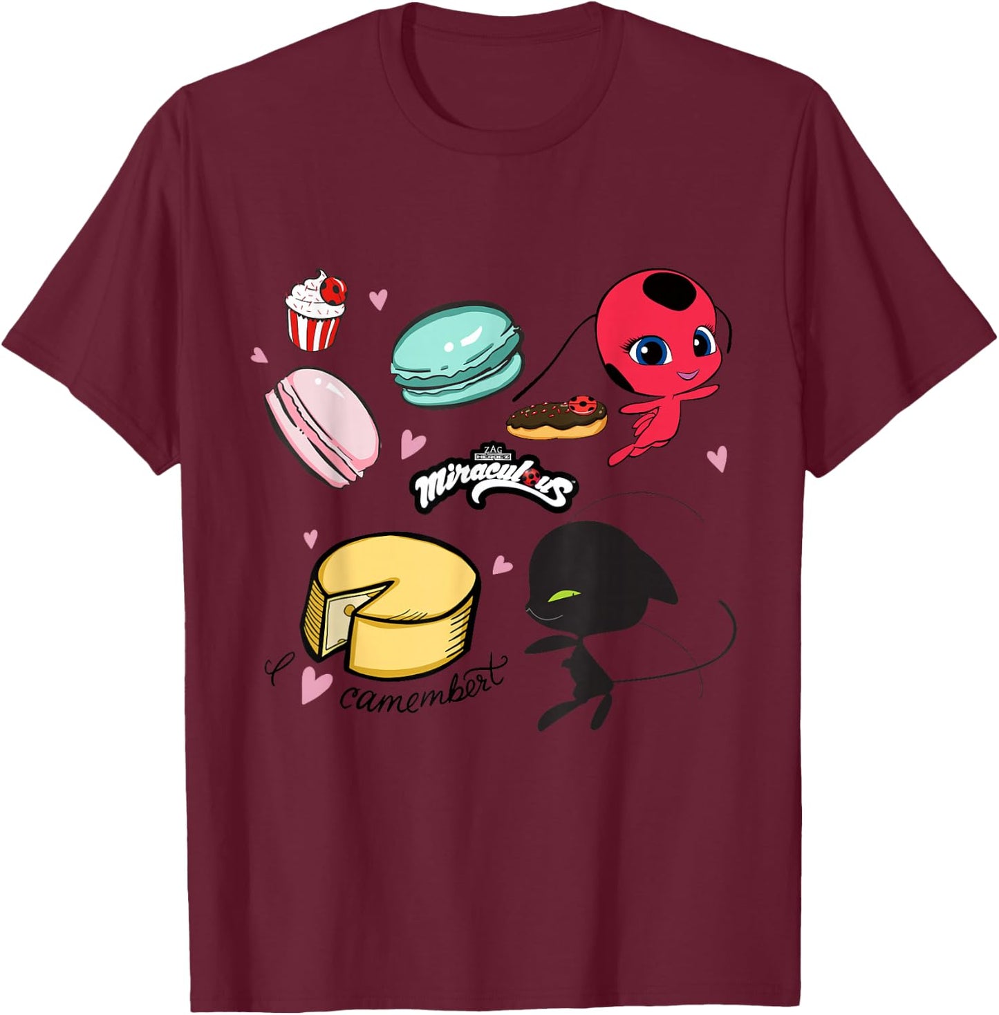 Miraculous Ladybug Tikki and Plagg Bakery T-Shirt - T-Shirt | Maroon