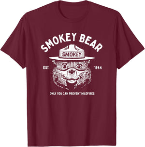 Smokey Bear Retro Hear Illustration Officially Licensed T-Shirt - T-Shirt | Maroon