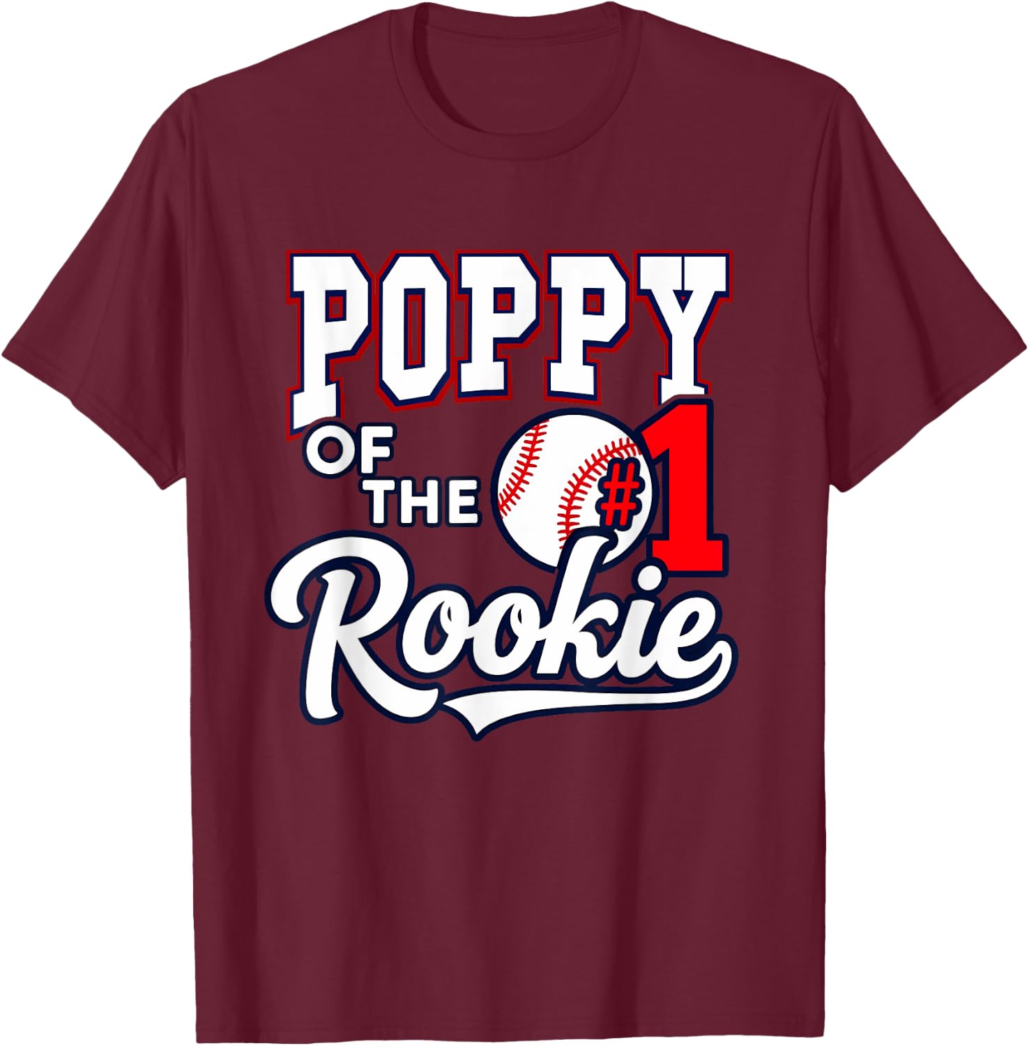 Retro Grandpa Poppy Of The Number 1 Rookie Baseball T-Shirt - T-Shirt | Maroon