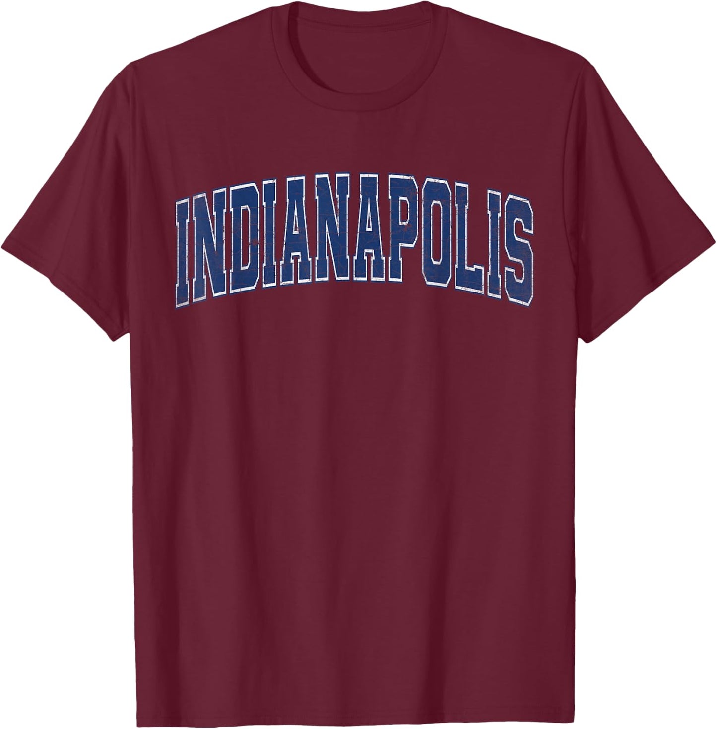 Indianapolis IN Vintage Sports Blue Retro Varsity Text T-Shirt - T-Shirt | Maroon