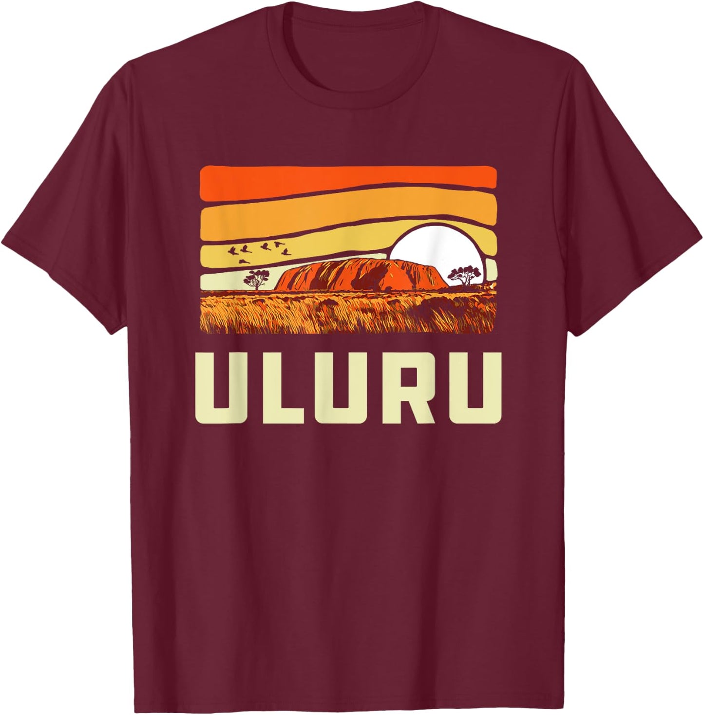 Ayers Rock Uluru Australia Landmark Vintage 80s T-Shirt - T-Shirt | Maroon