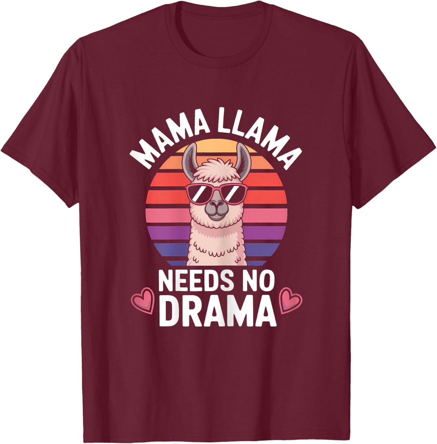 Mama Llama Funny Llama T-Shirt - T-Shirt | Maroon