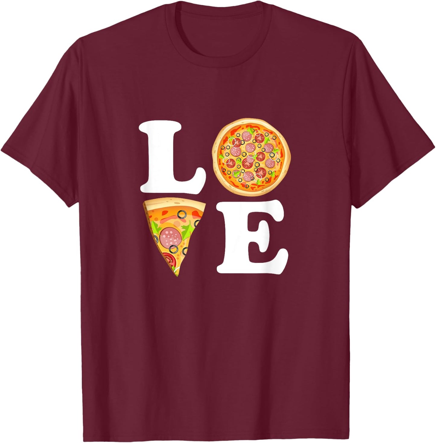 LOVE PIZZA Shirt Boys Pizza Night Pizza Day Men Pizza Lovers T-Shirt - T-Shirt | Maroon