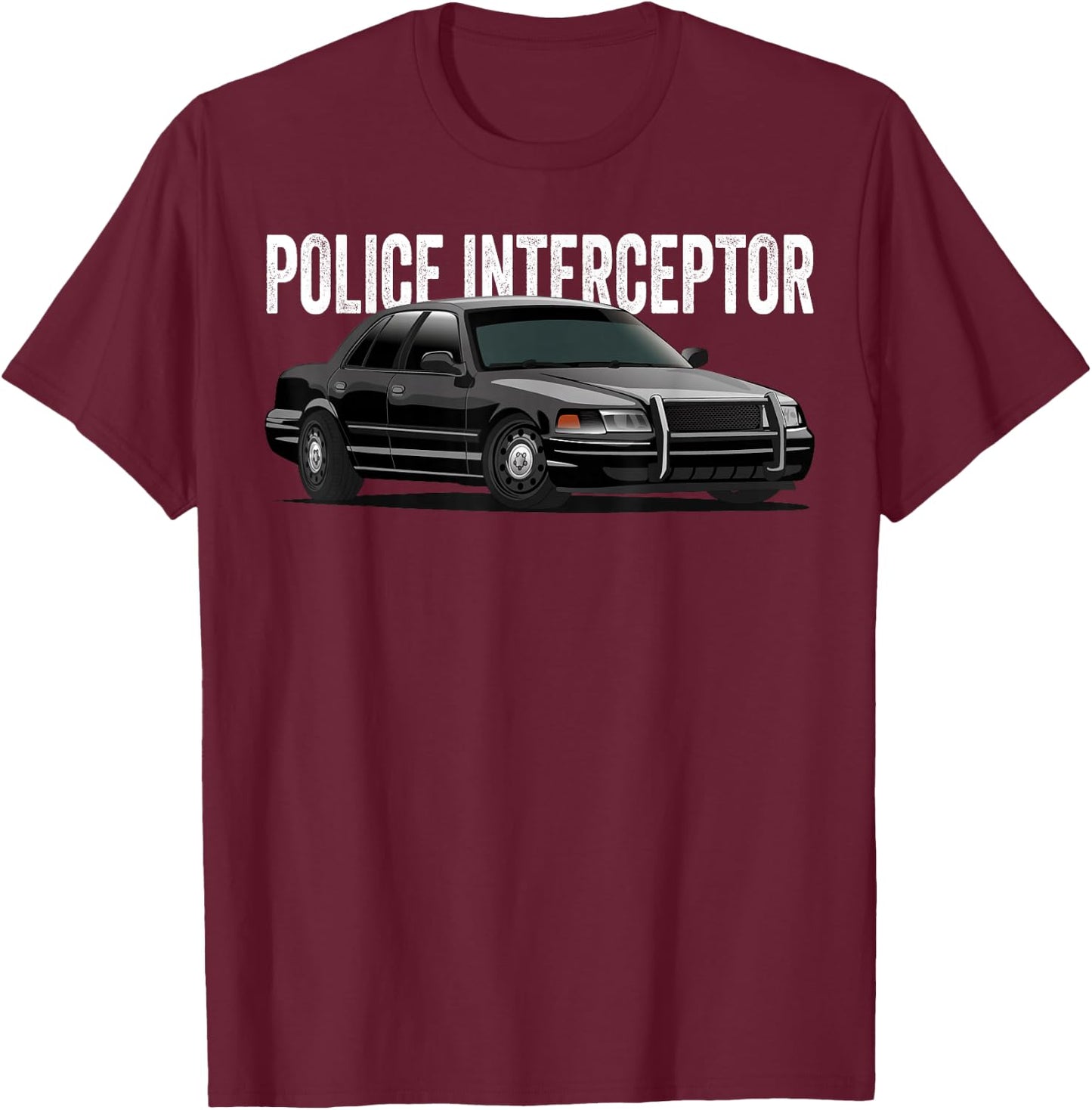 Police Interceptor Crown Vic Patrol Auto T-Shirt - T-Shirt | Maroon
