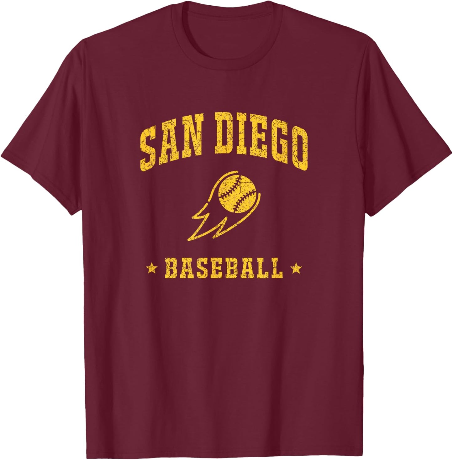 San Diego Baseball Vintage Gameday Retro Baseball Lover T-Shirt - T-Shirt | Maroon