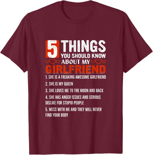 5 Things You Should Know About My Girlfriend T-Shirt - T-Shirt | Maroon