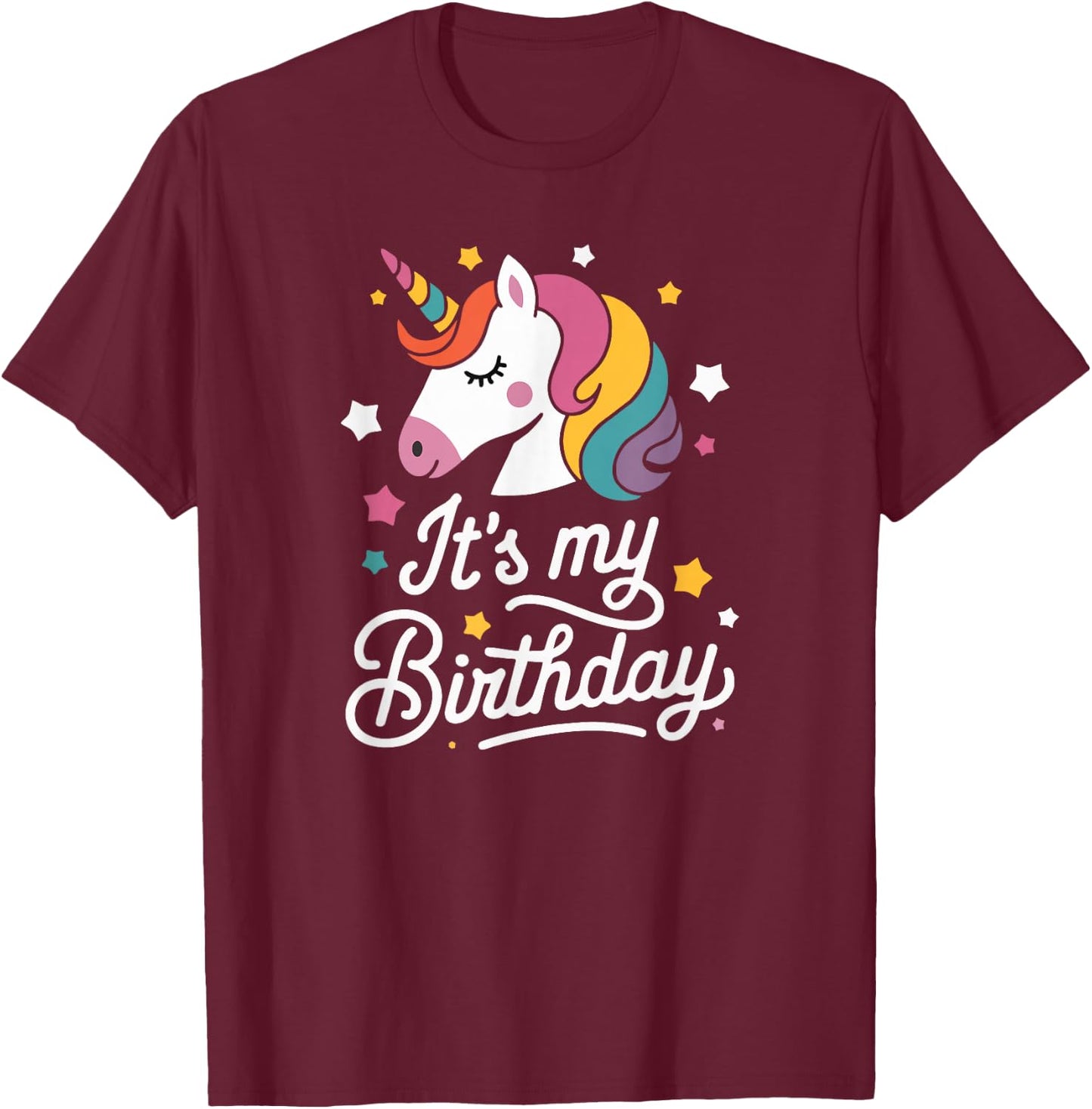 Unicorn It's My Birthday for Kids & Adults T-Shirt - T-Shirt | Maroon