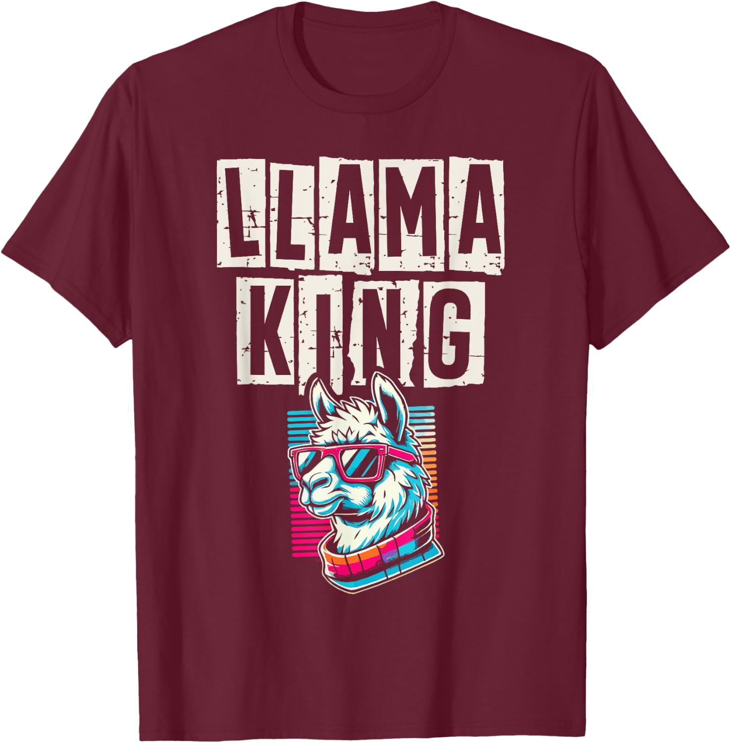 Llama King Llamas Animal Lover T-Shirt - T-Shirt | Maroon