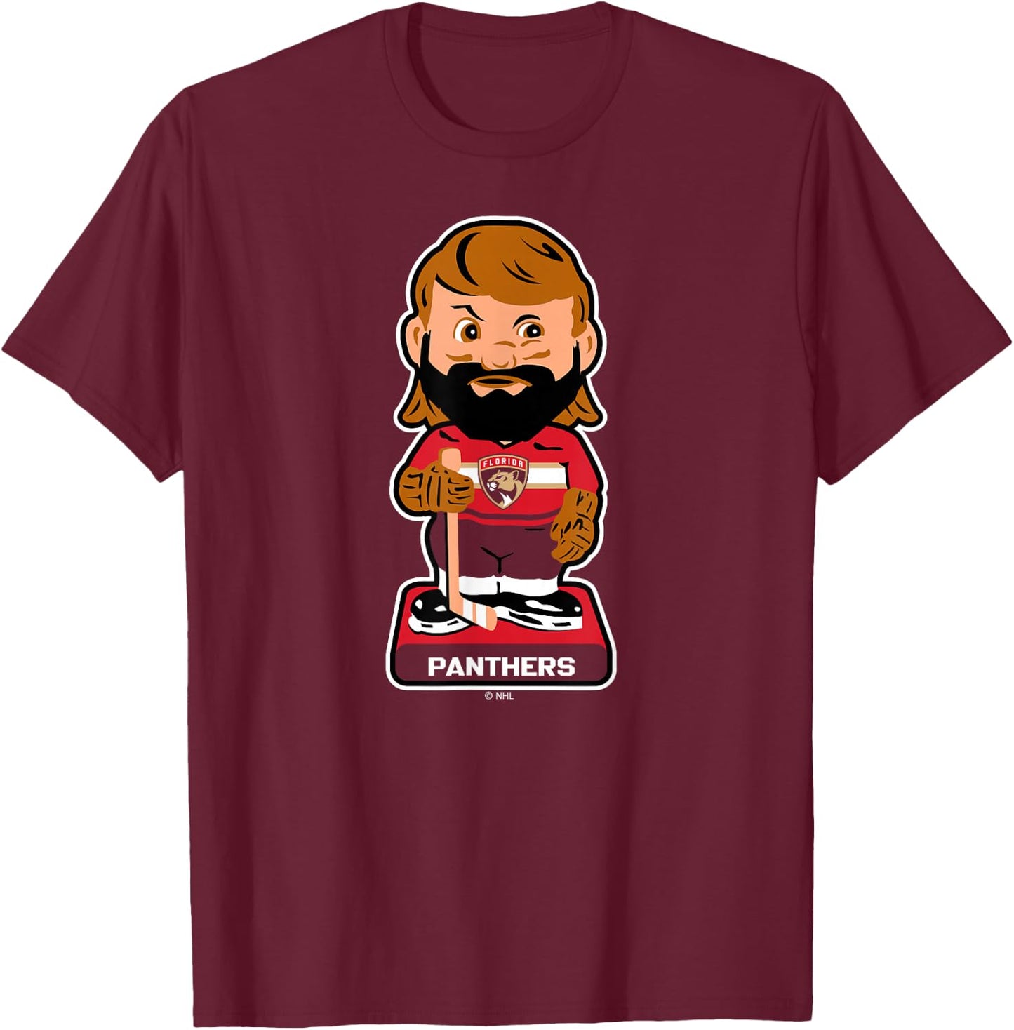 Florida Panthers Bobblehead Navy Officially Licensed T-Shirt - T-Shirt | Maroon