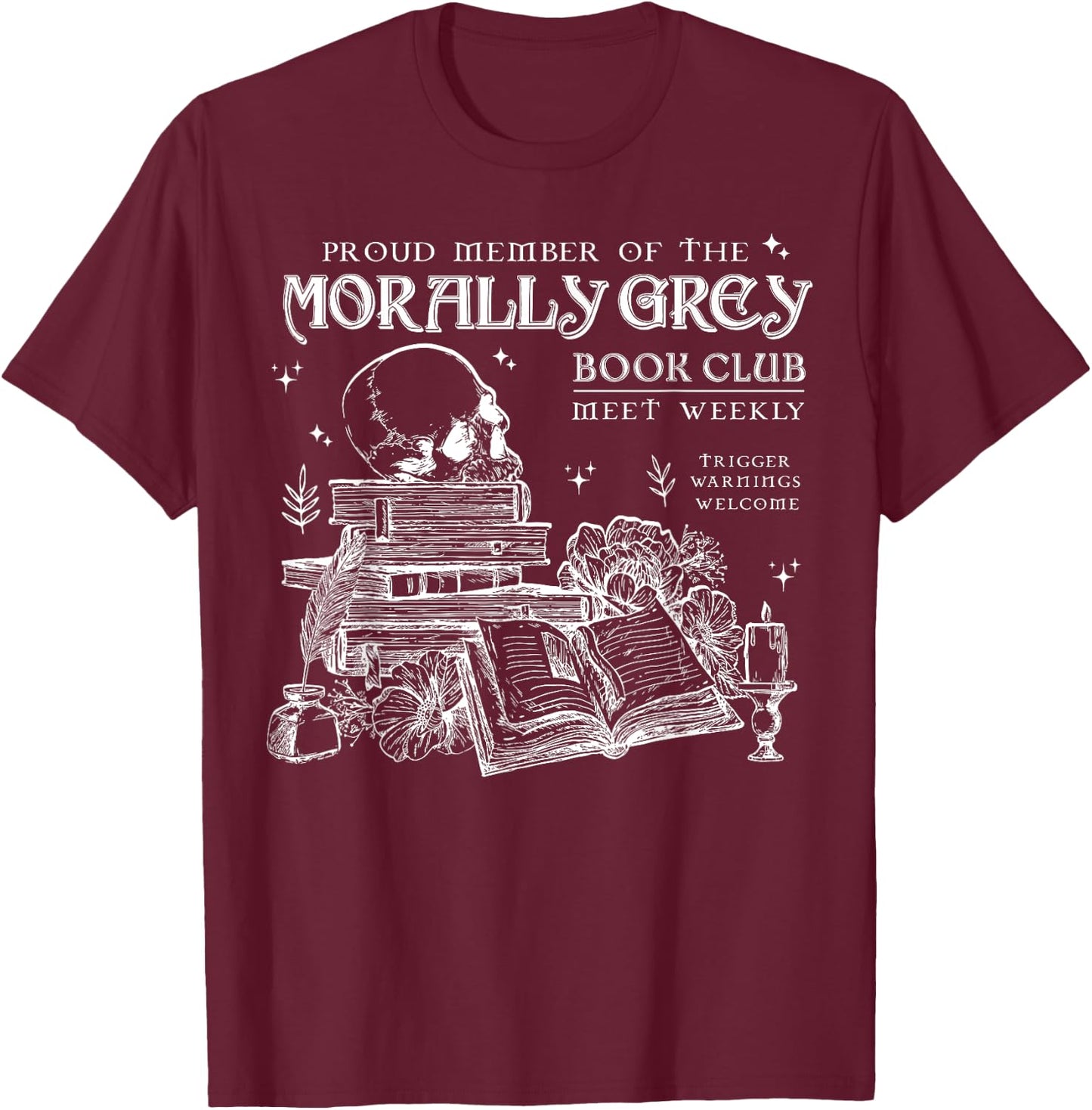 Morally Grey Book Club T-Shirt - T-Shirt | Maroon