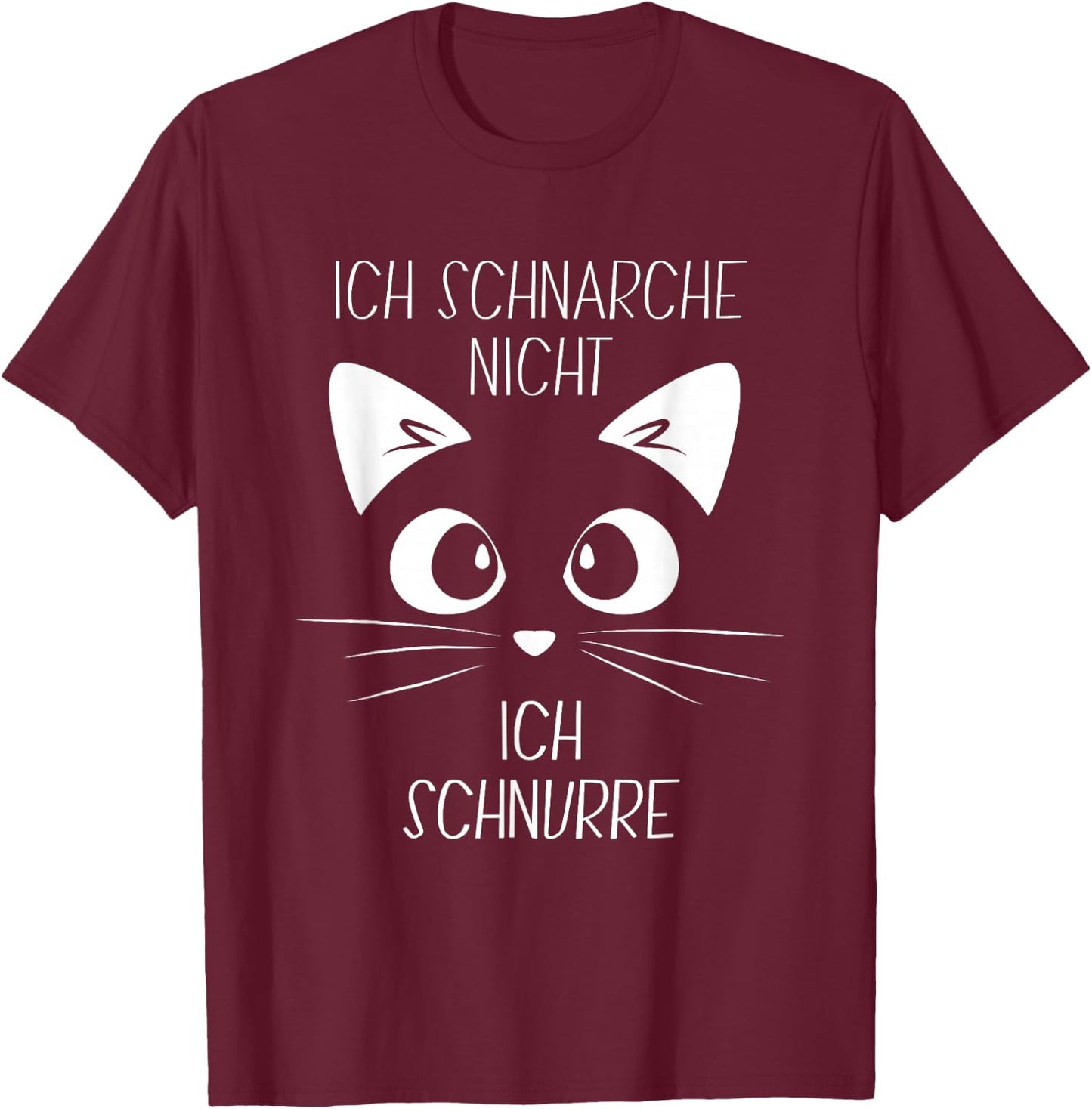 Sleep Shirt with German Text "Ich Schnarche nicht, ich schnurre" Cat , black T-Shirt - T-Shirt | Maroon