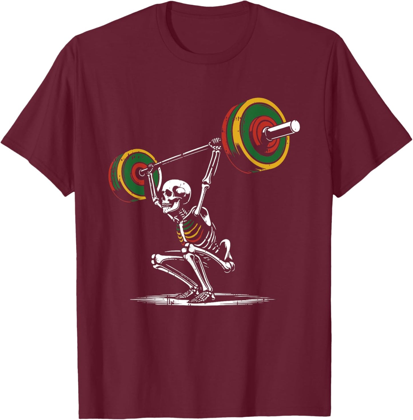 Skeleton Lifting Fathers Day Gym Workout Dad Papa Men T-Shirt - T-Shirt | Maroon