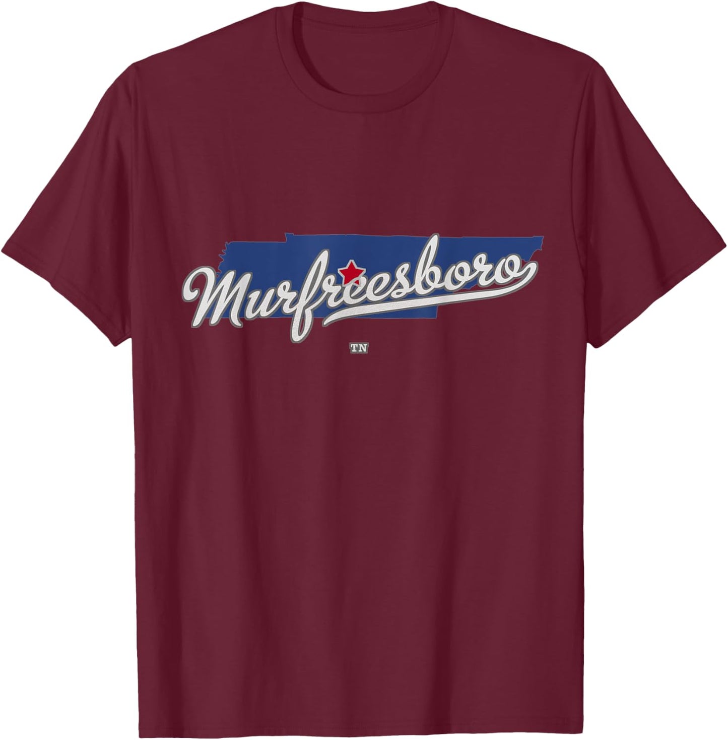 Murfreesboro Tennessee TN Map T-Shirt - T-Shirt | Maroon