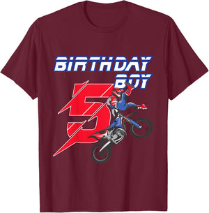 5 Year Old Dirt Bike Birthday T Shirt Motocross 5th Gift T-Shirt - T-Shirt | Maroon