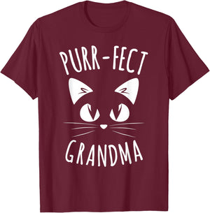 Purr-FECT Grandma Fur Mom Cute Cat Lover Animal Gift T-Shirt - T-Shirt | Maroon