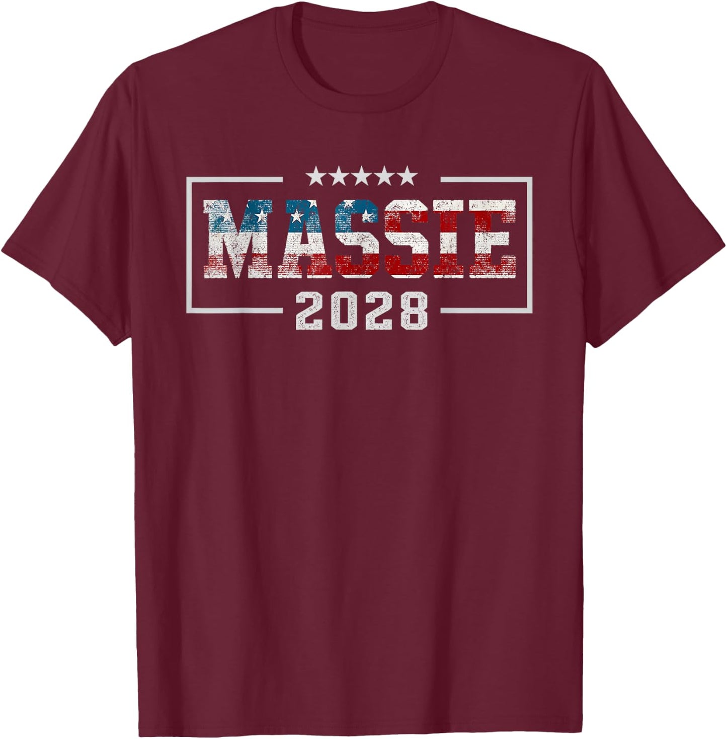Massie 2028 for President Thomas Massie 2028 Us Flag Vintage T-Shirt - T-Shirt | Maroon