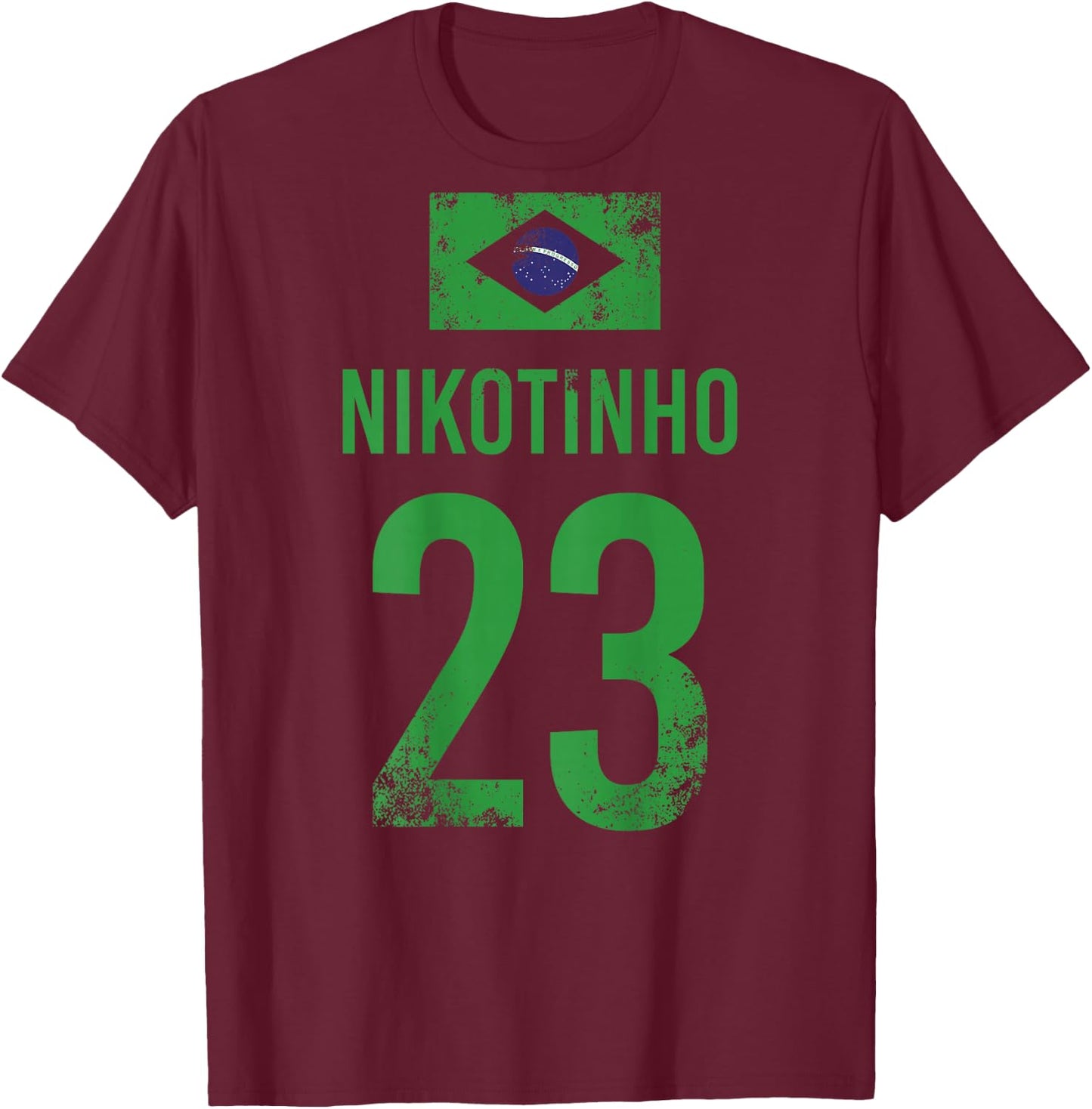 Men's Brazil Sauf Football Name Nikotinho , yellow, s T-Shirt - T-Shirt | Maroon