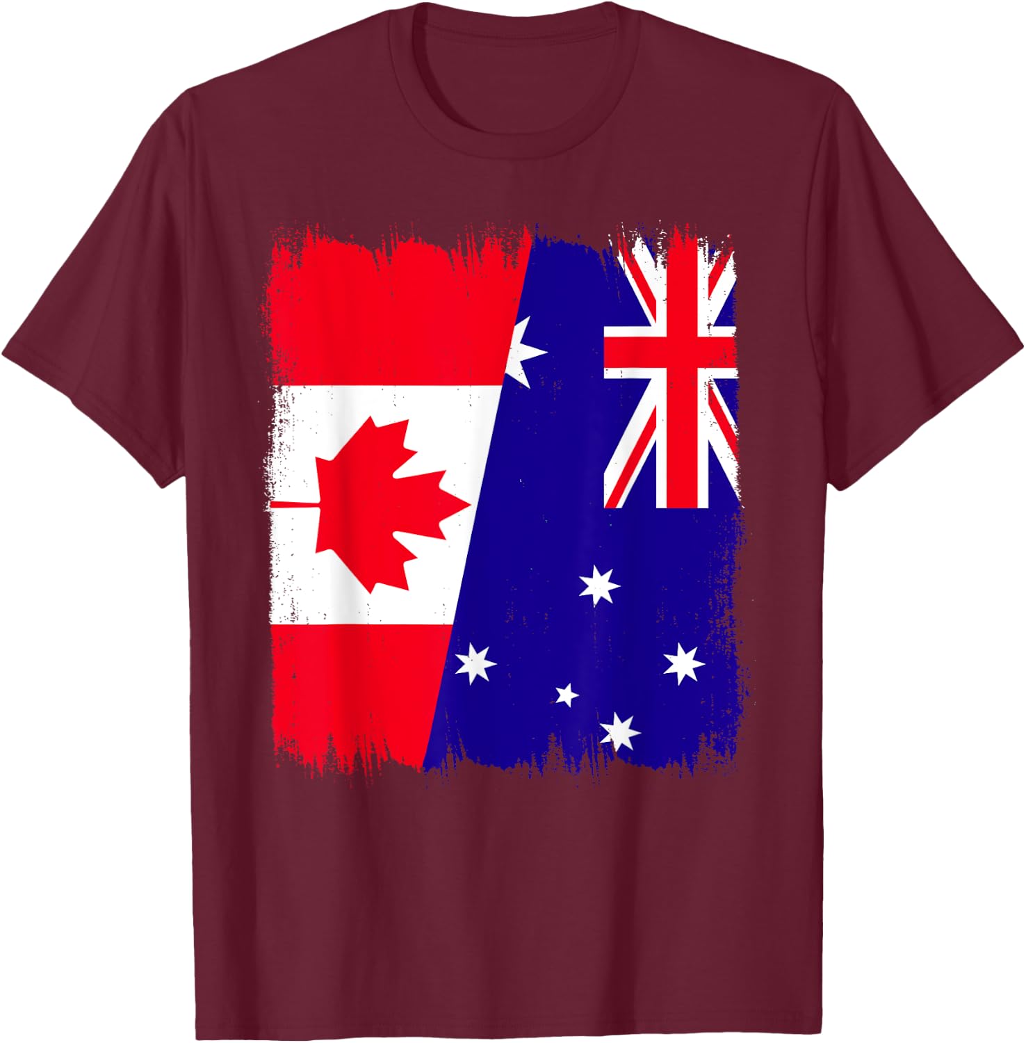 Canada Australia Half Flag Canadian Australian Roots T-Shirt - T-Shirt | Maroon