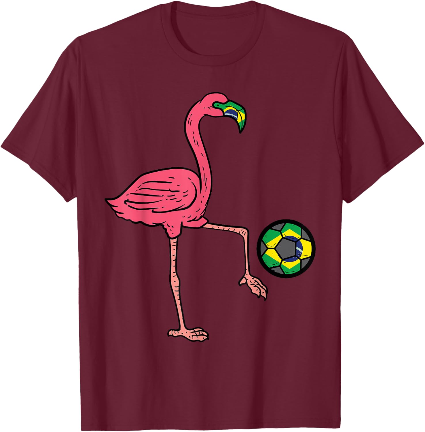 Brazilian Flamingo Brazil Flag Soccer Fan Women Girls Kids T-Shirt - T-Shirt | Maroon