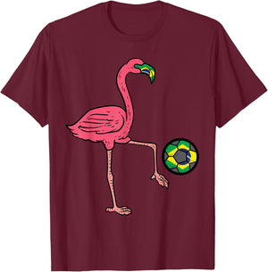 Brazilian Flamingo Brazil Flag Soccer Fan Women Girls Kids T-Shirt - T-Shirt | Maroon