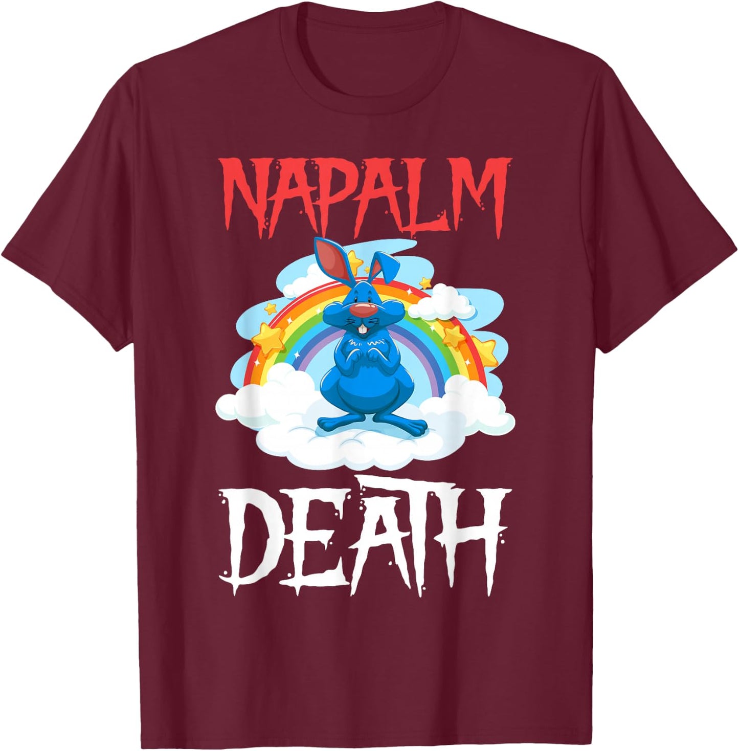 Napalm Tod Rainbow Bunny Rosa Napalm Death Hase T-Shirt - T-Shirt | Maroon
