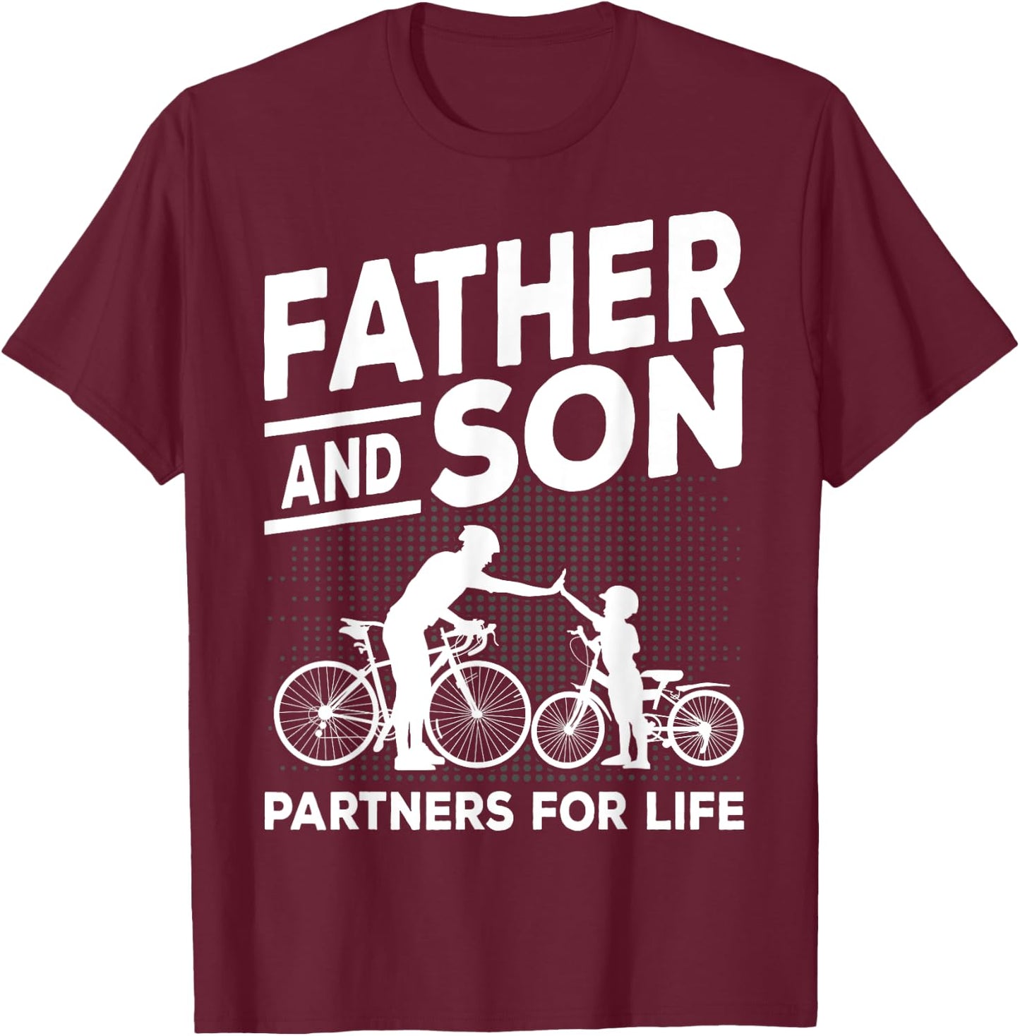Cycling Father and Son Bicycle Riding Dad and Boy Gift T-Shirt - T-Shirt | Maroon