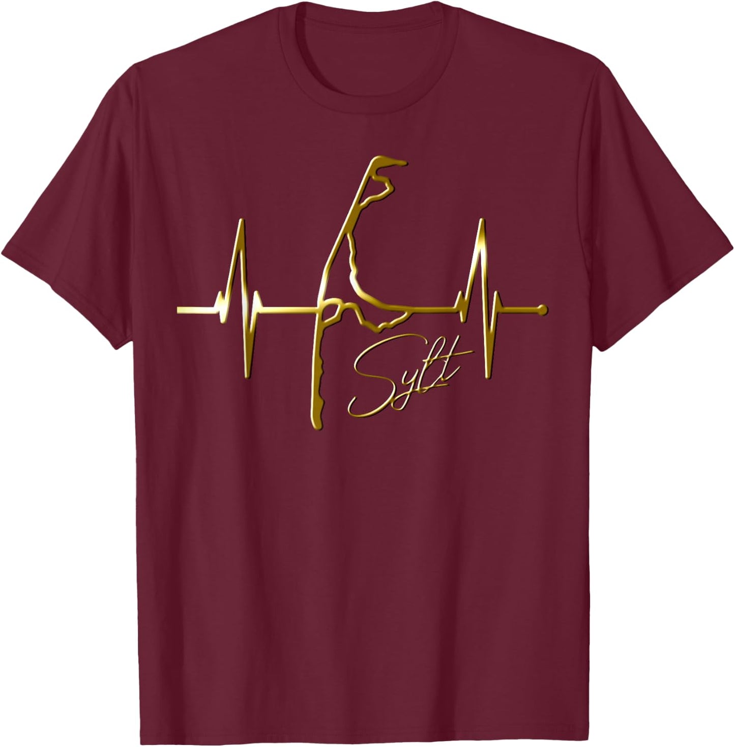 Sylt Skyline Herzschlag Nordsee Herz Nordfriesen I Love Sylt T-Shirt - T-Shirt | Maroon