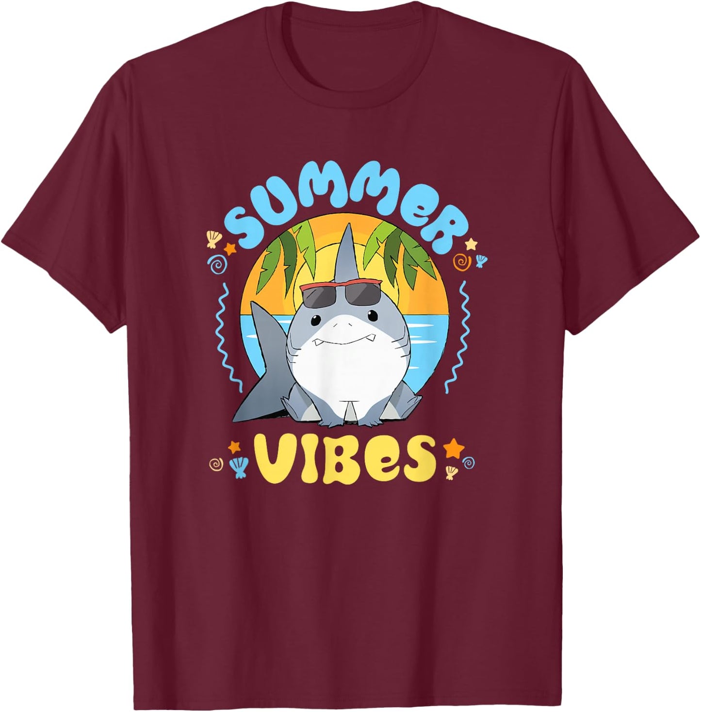 Marvel Jeff the Land Shark Summer Vibes Beach Vacation T-Shirt - T-Shirt | Maroon