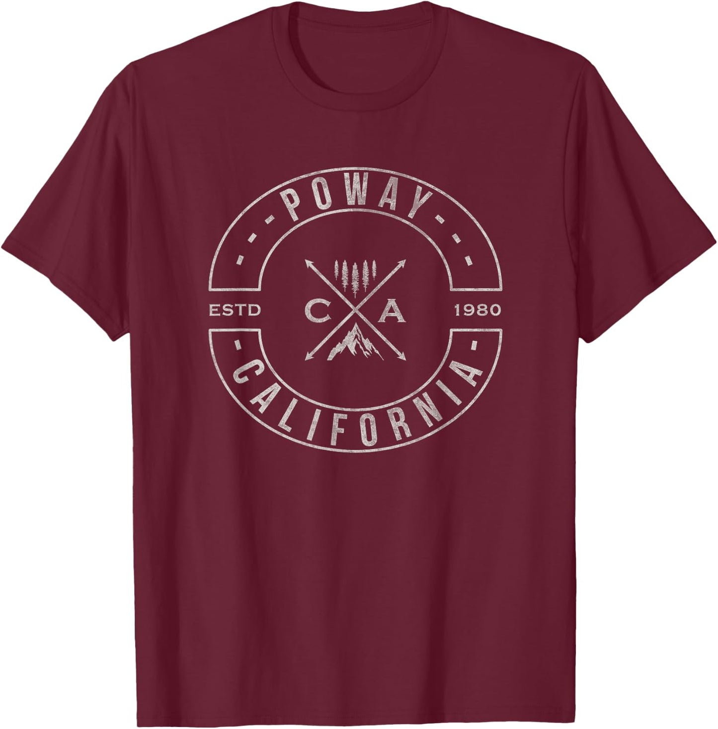Poway California Cool Travel Souvenir Rustic Poway T-Shirt - T-Shirt | Maroon