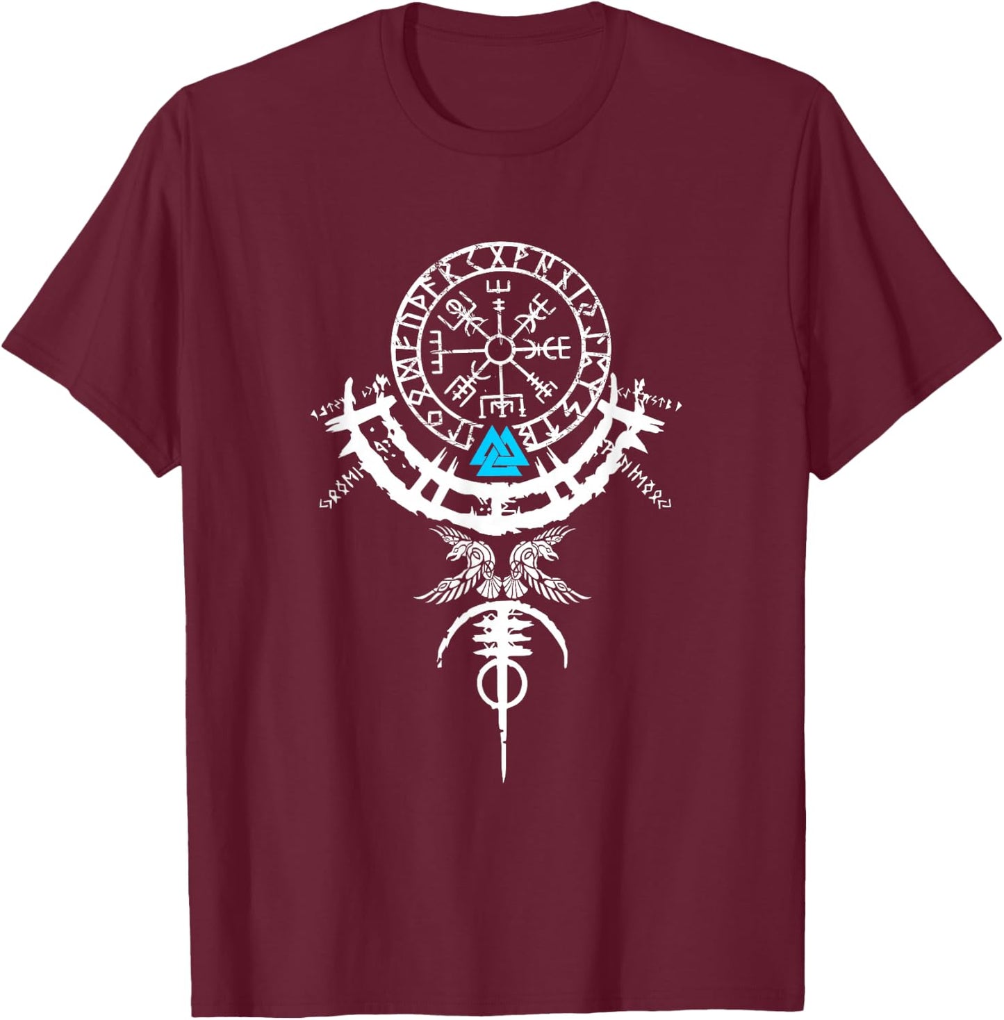 Wikinger Shirt Vikings Vegvisir Wikinger Valhalla Herren T-Shirt - T-Shirt | Maroon