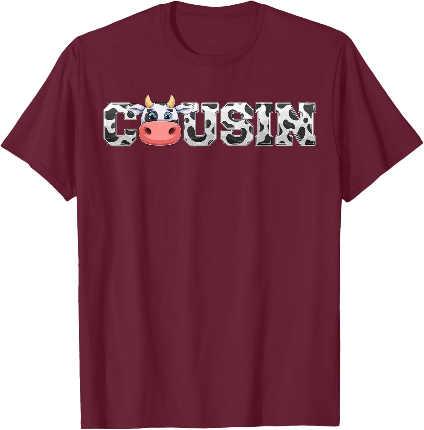 Cousin Cow Print Cowboy Animal Pattern Farmer Cow Cousin T-Shirt - T-Shirt | Maroon