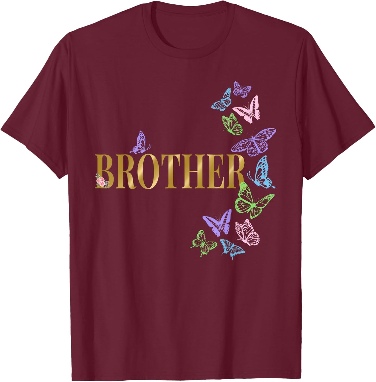 Brother of The Birthday Girl Butterfly Party Matching Family T-Shirt - T-Shirt | Maroon