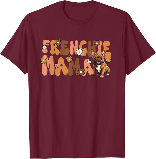 French Bulldog Groovy World's Best Frenchie Mama Women Kids T-Shirt - T-Shirt | Maroon