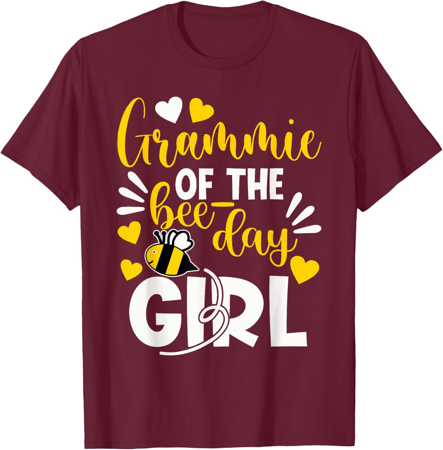 Grammie Of The Bee Day Girl Funny Bee Birthday Party T-Shirt - T-Shirt | Maroon