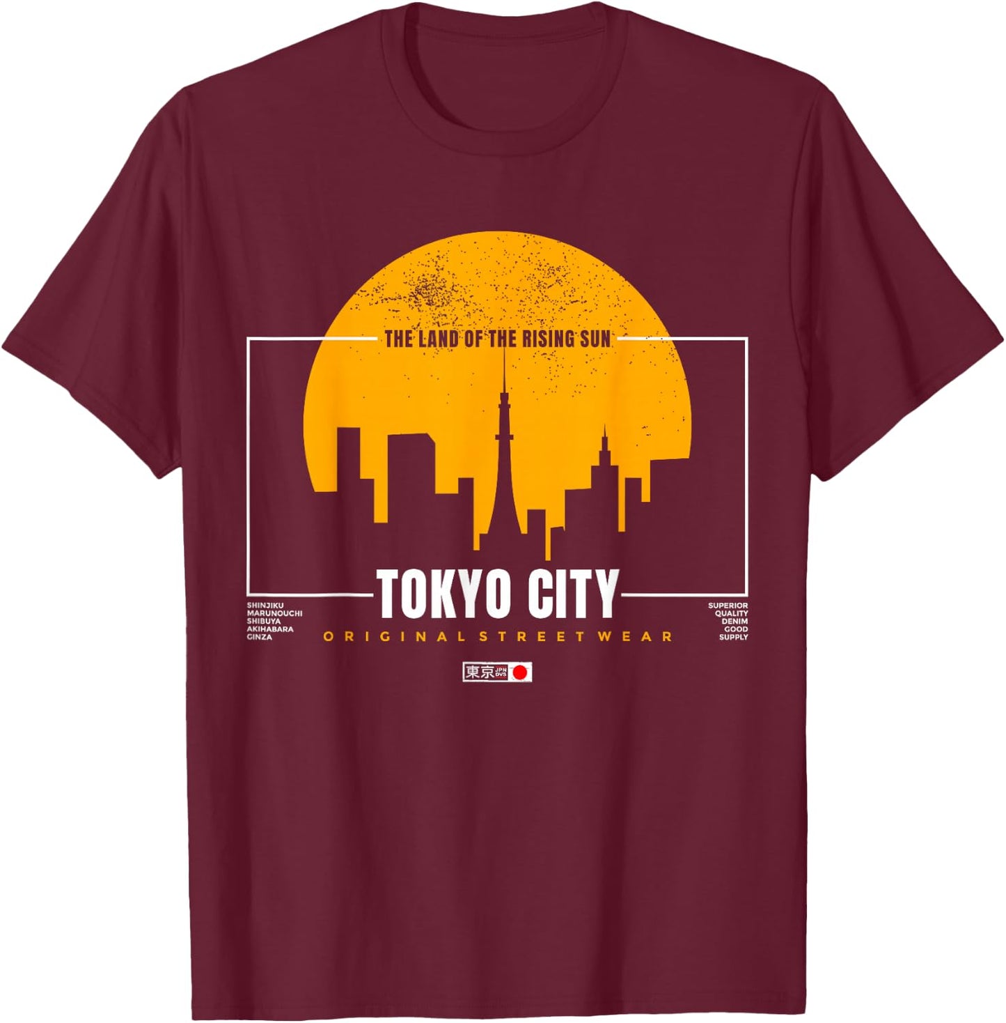 The Land Of The Rising Sun Tokyo City T-Shirt - T-Shirt | Maroon