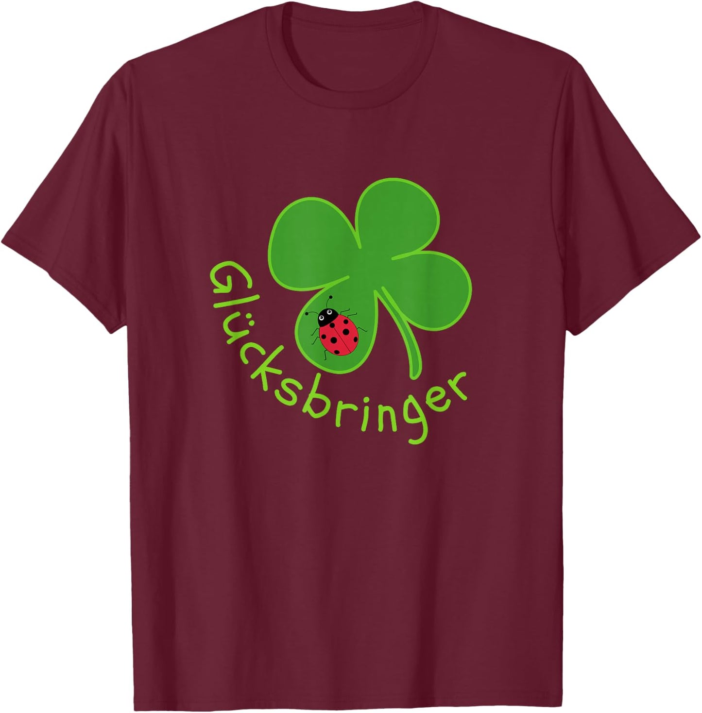 Lucky Charm Ladybird Clover Leaf for Friends Good Luck, black T-Shirt - T-Shirt | Maroon