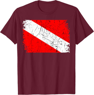 Diver Down Flag Vintage Scuba Diving Underwater Dive Swim T-Shirt - T-Shirt | Maroon