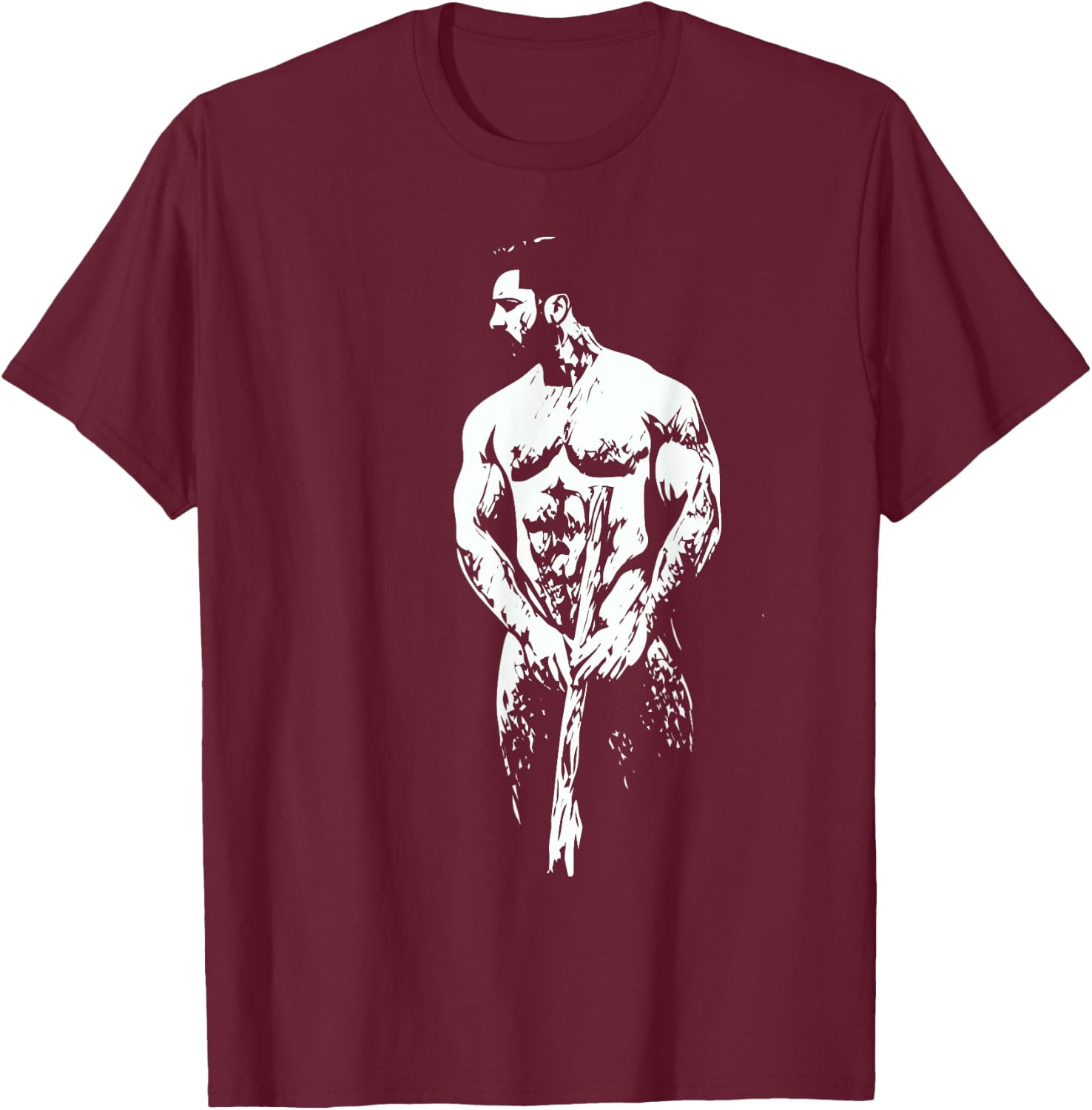 Hunk Naked Wood Gay Art Erotica T-Shirt - T-Shirt | Maroon