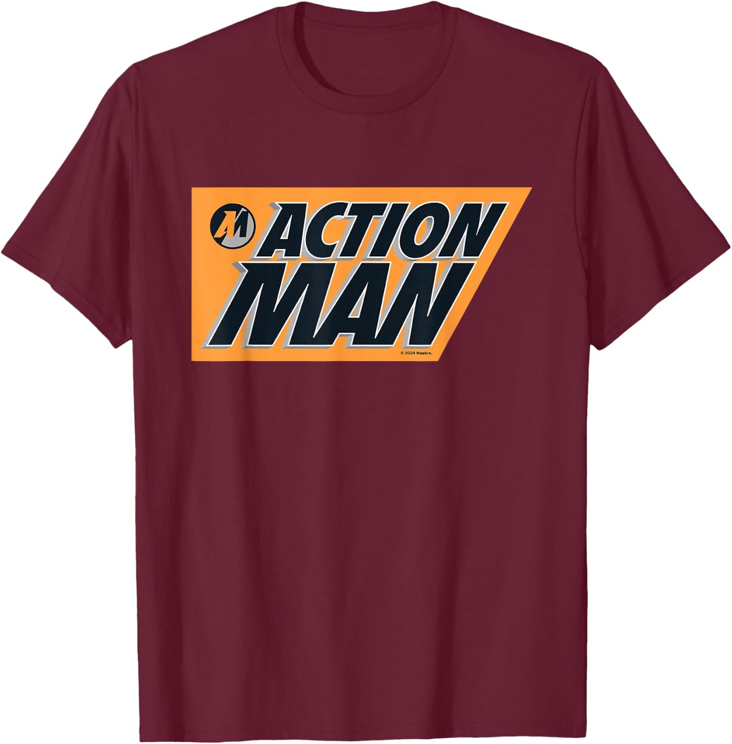 Action Man 90s Cartoon Logo , Black, S T-Shirt - T-Shirt | Maroon