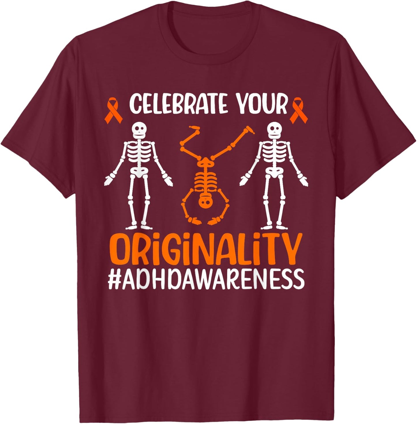 ADHD Awareness Month ADHD Support Proud ADHD Warrior T-Shirt - T-Shirt | Maroon