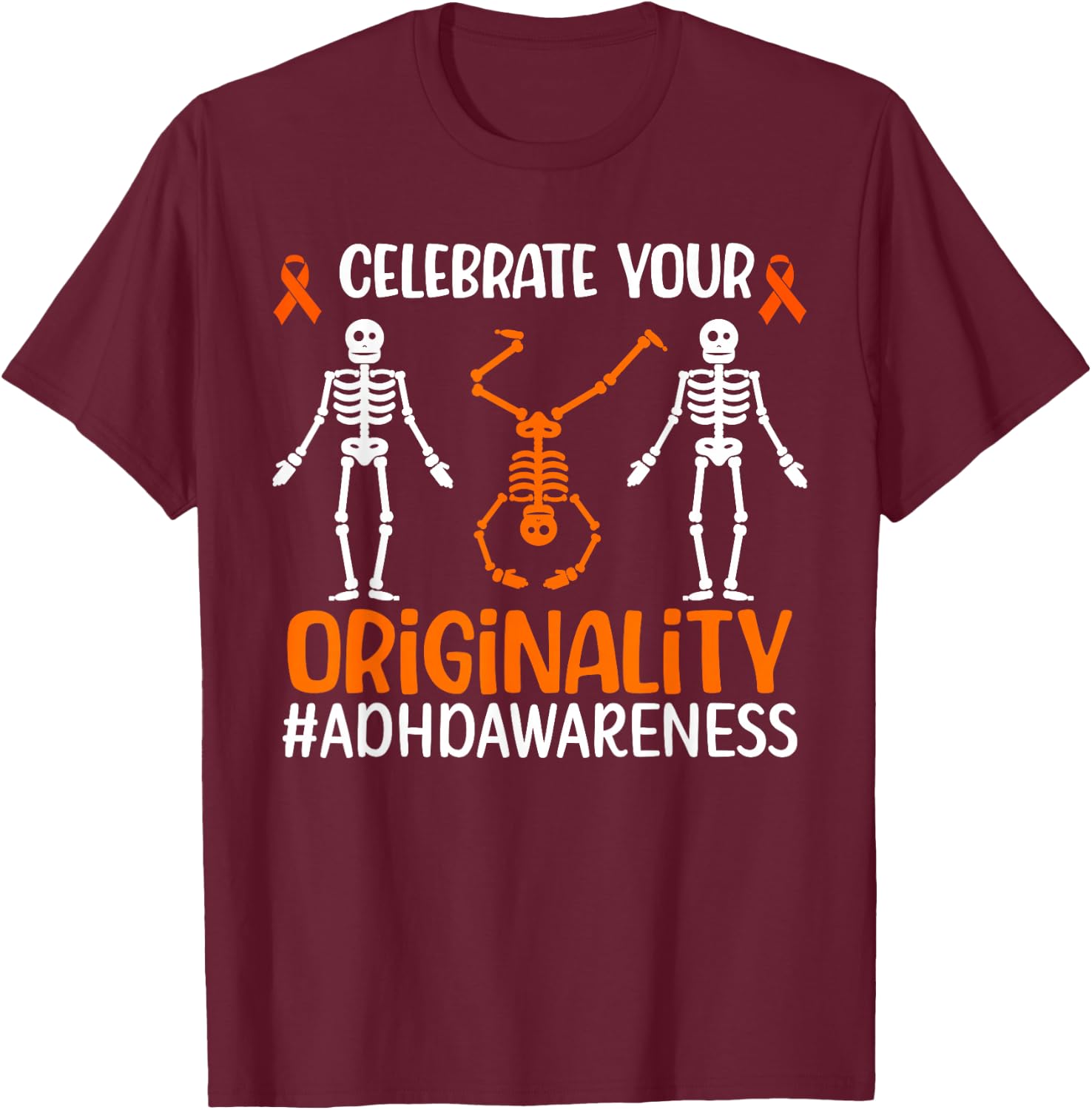 ADHD Awareness Month ADHD Support Proud ADHD Warrior T-Shirt - T-Shirt | Maroon