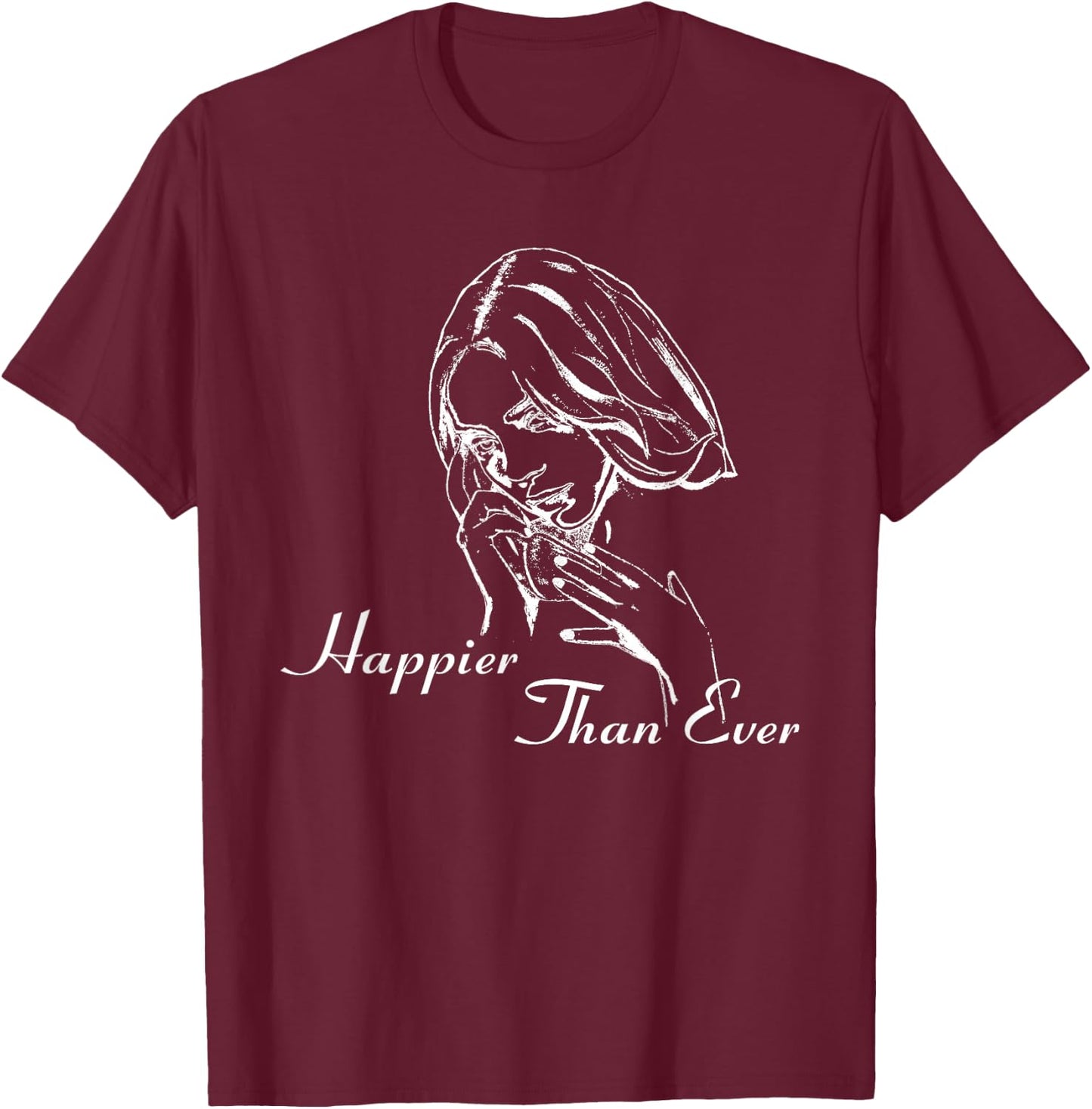 Official Billie Eilish Happier Than Ever Black , black T-Shirt - T-Shirt | Maroon