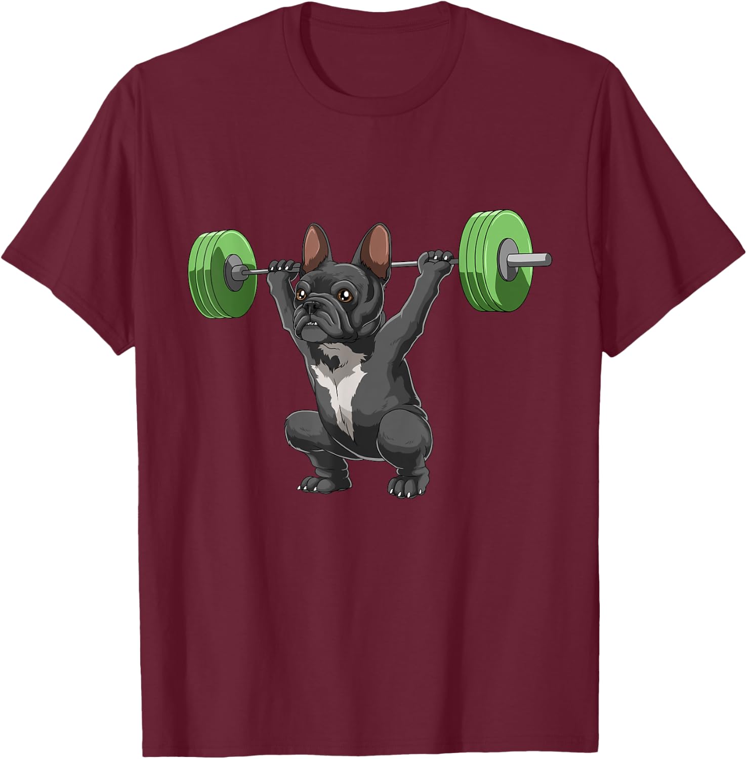 Funny French Bulldog Weightlifting and Bodybuilding Women Girls Kids T-Shirt - T-Shirt | Maroon