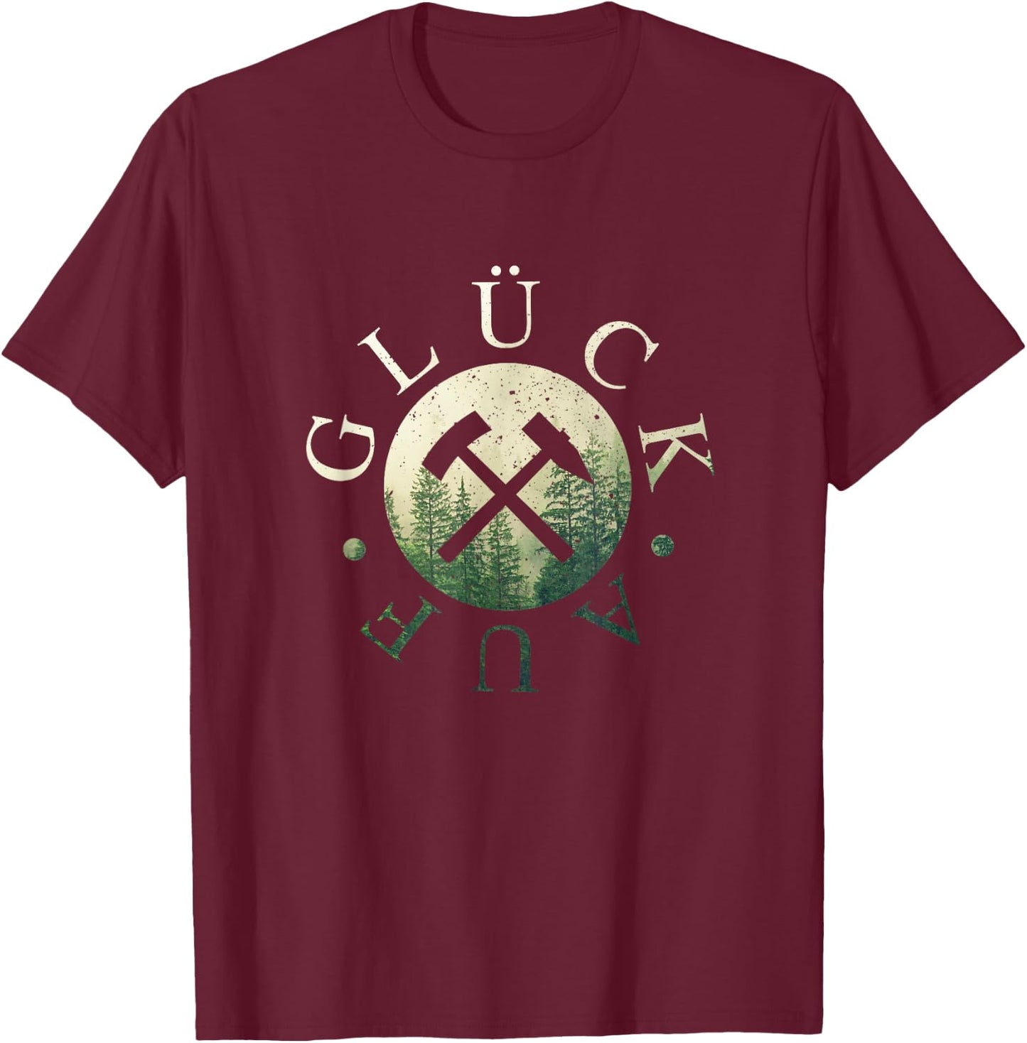 Schlägel und Eisen - Glück Auf Erzgebirge Bergbau Steiger T-Shirt - T-Shirt | Maroon