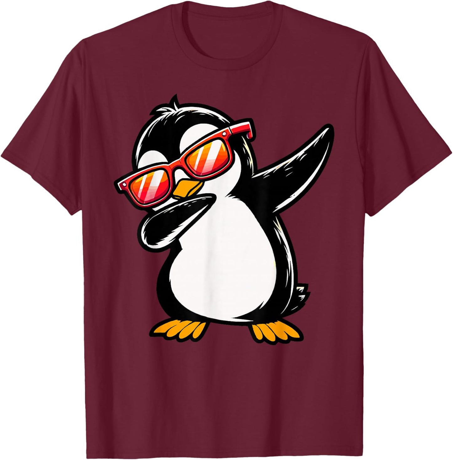 Dabbing Penguin day Cute Animal Birthday Party T-Shirt - T-Shirt | Maroon