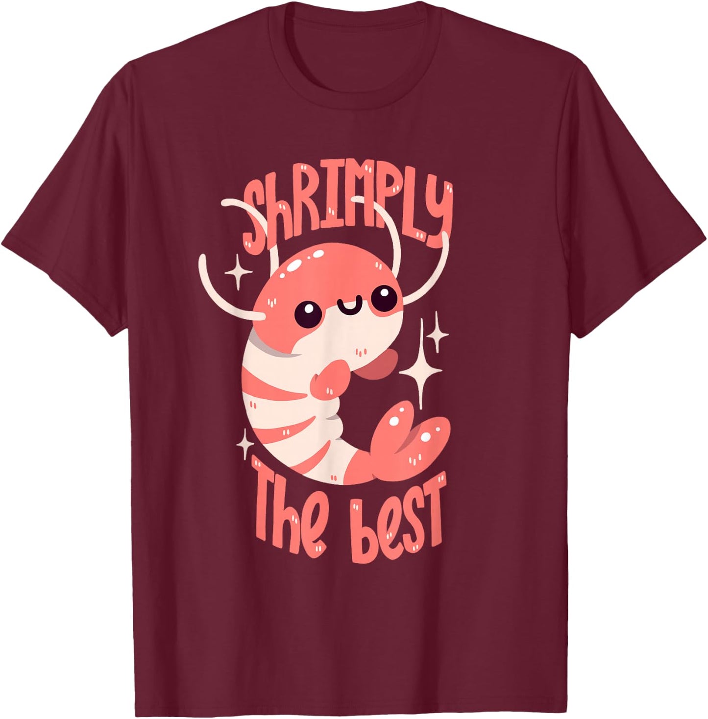 Pun Shrimp: Shrimp The Best , Black, S T-Shirt - T-Shirt | Maroon