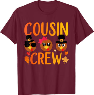 Cousin Crew Thanksgiving Kids Family Matching Turkey Day T-Shirt - T-Shirt | Maroon